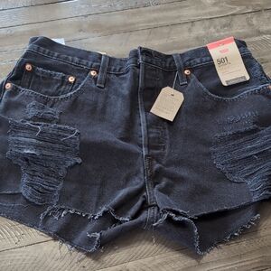 Levi's Women's Distressed Black Jean Shorts